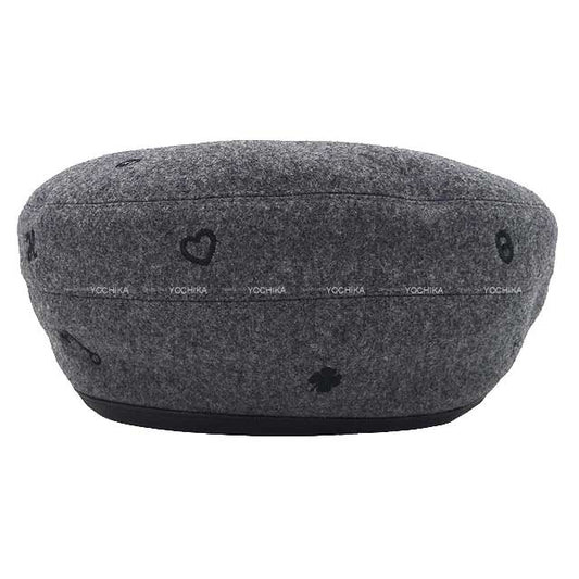 2021 AW HERMES beret Hat Beret SAINT HONORE Charm #56 charbon(Gray) Cashmere100% Silver HW[EXCELLENT][Authentic]