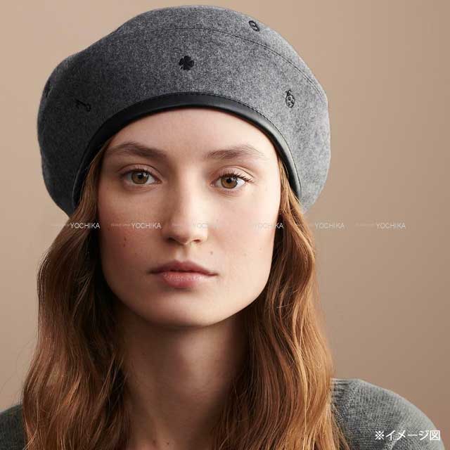 2021 AW HERMES beret Hat Beret SAINT HONORE Charm #56 charbon(Gray) Cashmere100% Silver HW[EXCELLENT][Authentic]