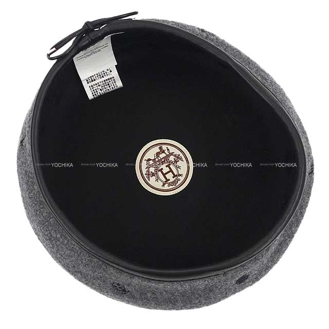 2021 AW HERMES beret Hat Beret SAINT HONORE Charm #56 charbon(Gray) Cashmere100% Silver HW[EXCELLENT][Authentic]