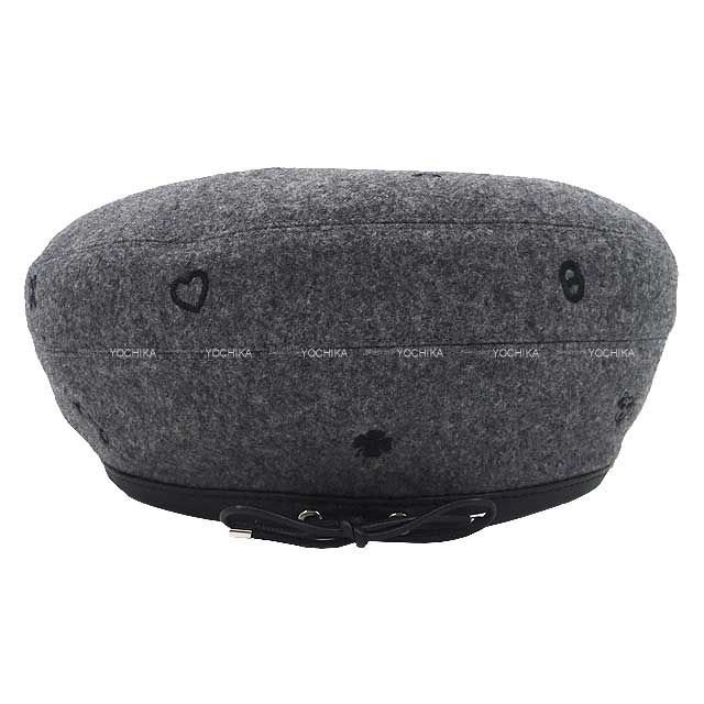 2021 AW HERMES beret Hat Beret SAINT HONORE Charm #56 charbon(Gray) Cashmere100% Silver HW[EXCELLENT][Authentic]