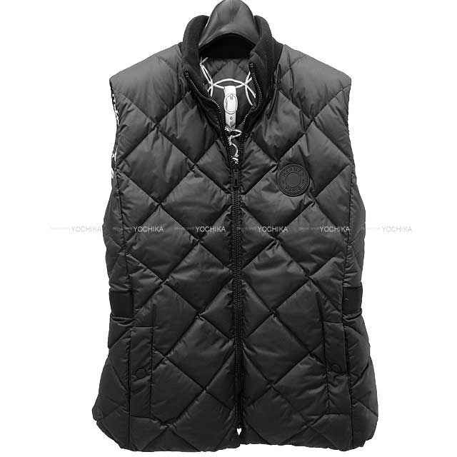 2022 AW HERMES Down vest Reversible La Promenade du Matin #38 Noir (Black)/Blanc (White) Silver HW[EXCELLENT][Authentic]