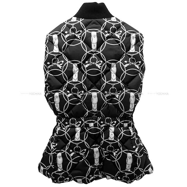 2022 AW HERMES Down vest Reversible La Promenade du Matin #38 Noir (Black)/Blanc (White) Silver HW[EXCELLENT][Authentic]