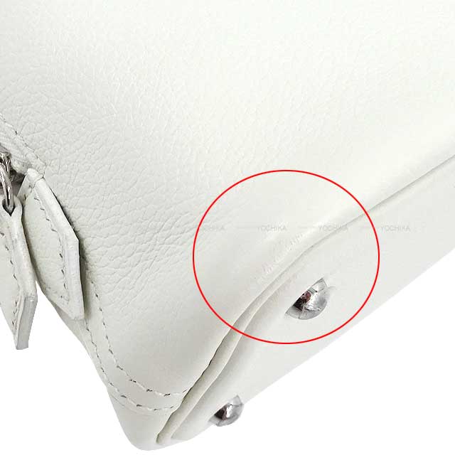 [Pre-loved] HERMES Shoulder bag Bolide 1923 20 mini Blanc (White)/Lime Evercolor Silver HW Stamp U[LIKE NEW][Authentic]