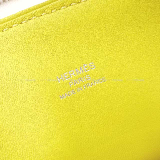 [Pre-loved] HERMES Shoulder bag Bolide 1923 20 mini Blanc (White)/Lime Evercolor Silver HW Stamp U[LIKE NEW][Authentic]