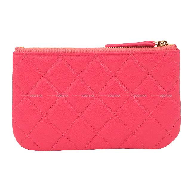 CHANEL Pouch Classic Mini-Porch COCO Mark Matelasse Pink Graind Calf(Caviarskin) Gold HW A82365[EXCELLENT][Authentic]