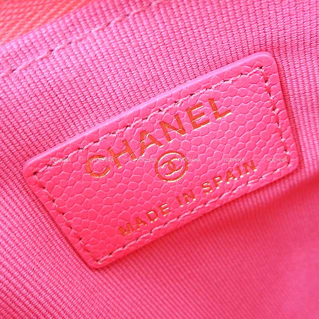 CHANEL Pouch Classic Mini-Porch COCO Mark Matelasse Pink Graind Calf(Caviarskin) Gold HW A82365[EXCELLENT][Authentic]