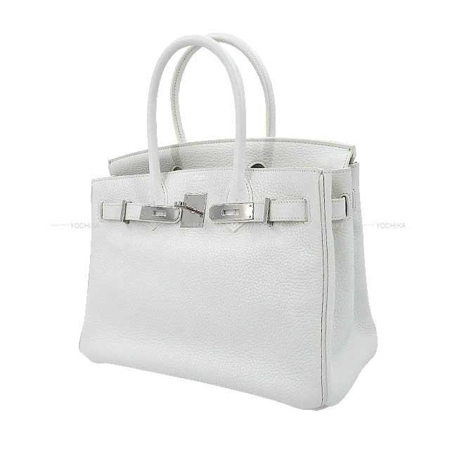 [Pre-loved] HERMES Handbag Birkin30 Blanc (White) Taurillon Clemence Silver HW Stamp R[LIKE NEW][Authentic]