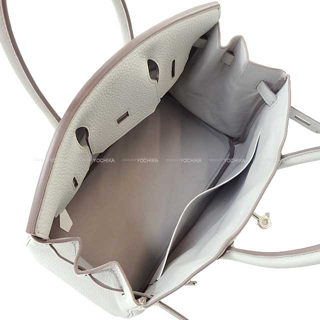 HERMES Handbag Birkin30 Gris Perle Epsom Souple Silver HW Stamp □P[EXCELLENT][Authentic]