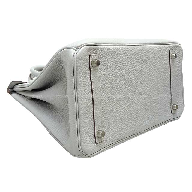 HERMES Handbag Birkin30 Gris Perle Epsom Souple Silver HW Stamp □P[EXCELLENT][Authentic]