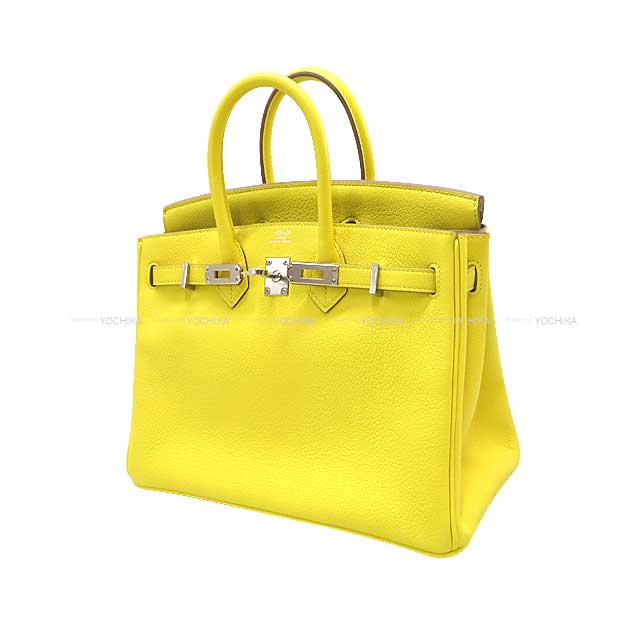 HERMES Handbag Birkin25 Verso Lime/Blue Bleuet Taurillon Novillo Silver HW Stamp Z[EXCELLENT][Authentic]