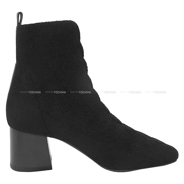 HERMES boots Ladies Short Boots Volver 60 Noir (Black) Knit/Box Calf 37[BRAND NEW][Authentic]