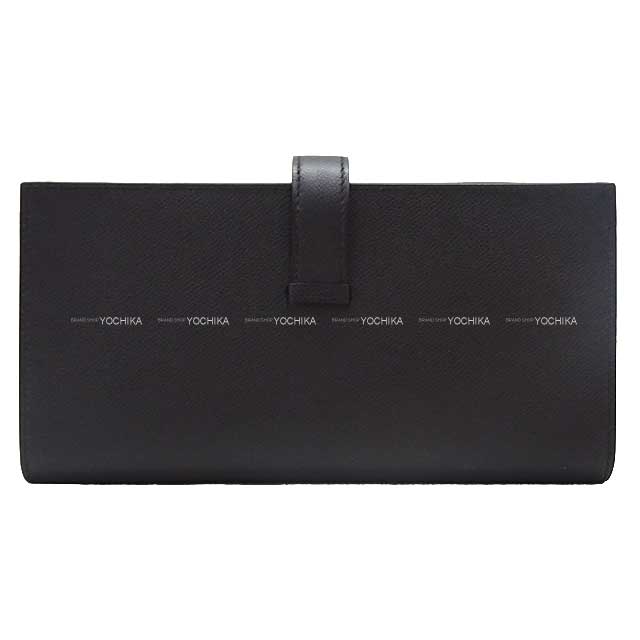 HERMES long wallet Bearn Soufflet Noir (Black) Veau madame Gold HW Stamp B[BRAND NEW][Authentic]