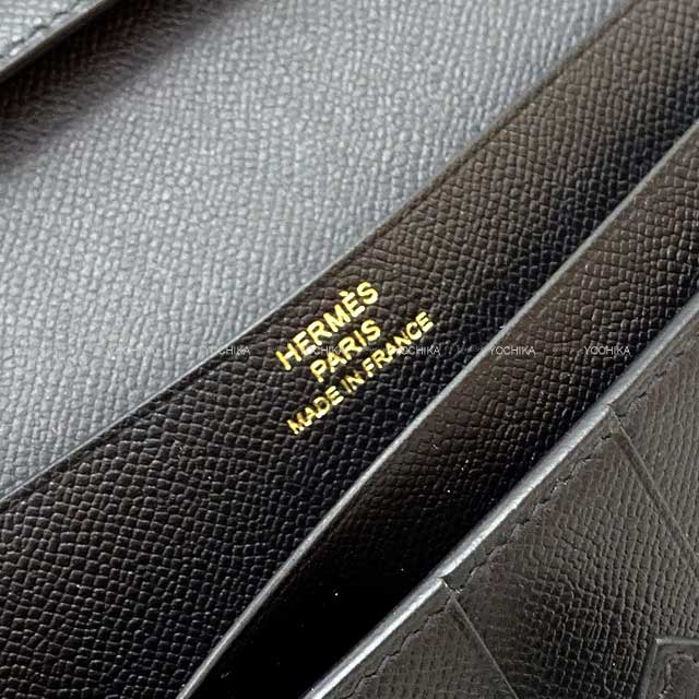 HERMES long wallet Bearn Soufflet Noir (Black) Veau madame Gold HW Stamp B[BRAND NEW][Authentic]