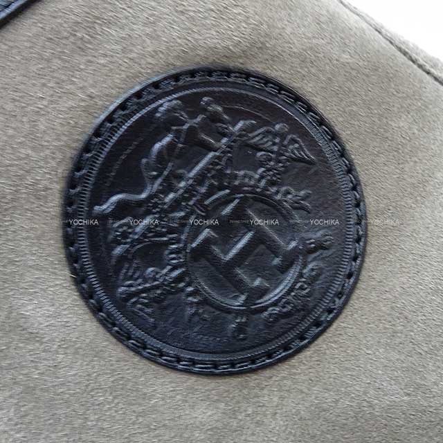 HERMES sneakers Highcut Jimmy #37.5 Kaki/Noir (Black) Suede/Mouton 37.5[EXCELLENT][Authentic]