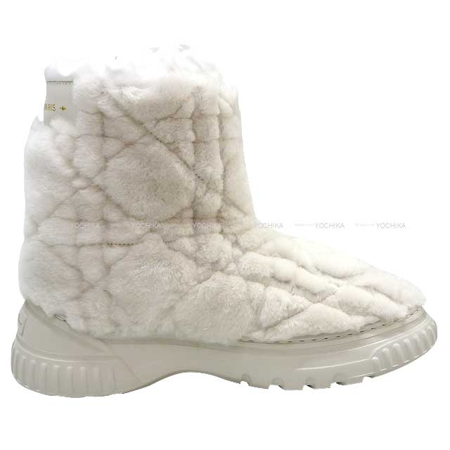 Dior boots Short boots Frost Shearling off white Cannage embroidered shearling #37 KCI992SKK_SC03W[BRAND NEW][Authentic]