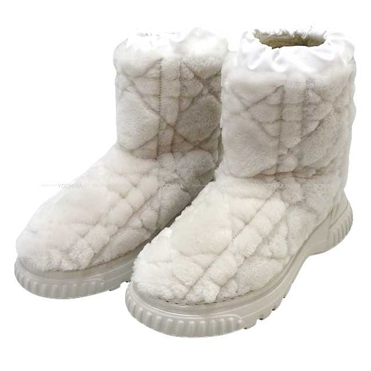 Dior boots Short boots Frost Shearling off white Cannage embroidered shearling #37 KCI992SKK_SC03W[BRAND NEW][Authentic]