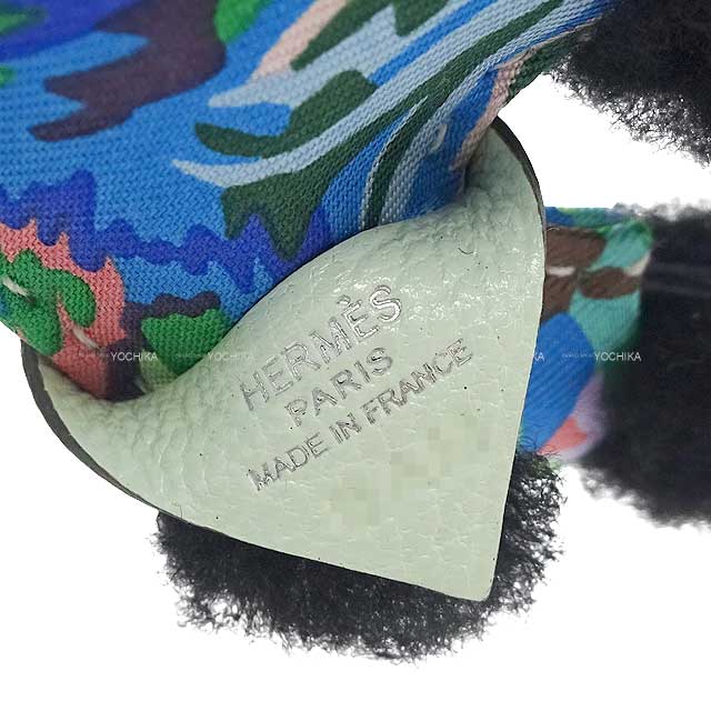 HERMES bag charm Buddy Dog Aloha Noir (Black)/Vert Fizz/Craie/Multi Color Agneau Milo//Silk100% Stamp B[BRAND NEW][Authentic]