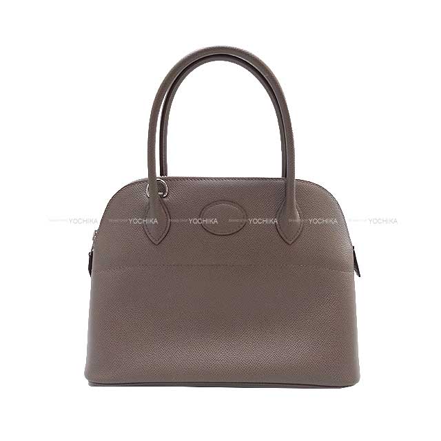 [Pre-loved] HERMES Shoulder bag Bolide27 Etain Ever Grain Silver HW Stamp D[LIKE NEW][Authentic]