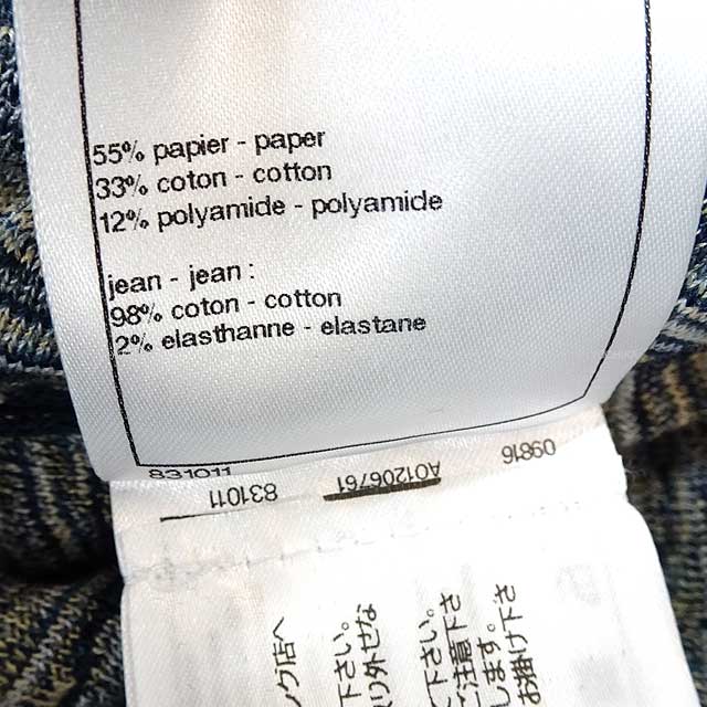 CHANEL Blouson Camellia Pattern 38/40 Indigo Blue Paper 55%/Cotton 33%/Nylon 12% 38/40 Length (front): 21.7" Length (back): 23.6" P58977[EXCELLENT][Authentic]