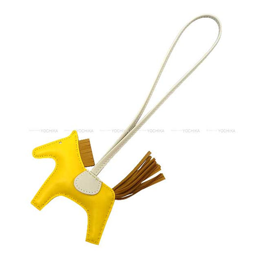 HERMES bag charm Rodeo PM Jaune de Naples/Sesami/Craie Agneau Milo Stamp B[EXCELLENT][Authentic]