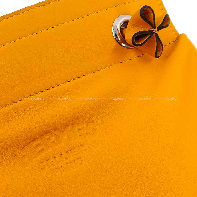 HERMES Shoulder bag Sac Aline Mini Jaune Amber Veau Cheri Silver HW Stamp D[EXCELLENT][Authentic]