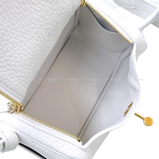 HERMES Shoulder bag Lindy mini 20 New White Taurillon Leather Gold HW Stamp B[BRAND NEW][Authentic]