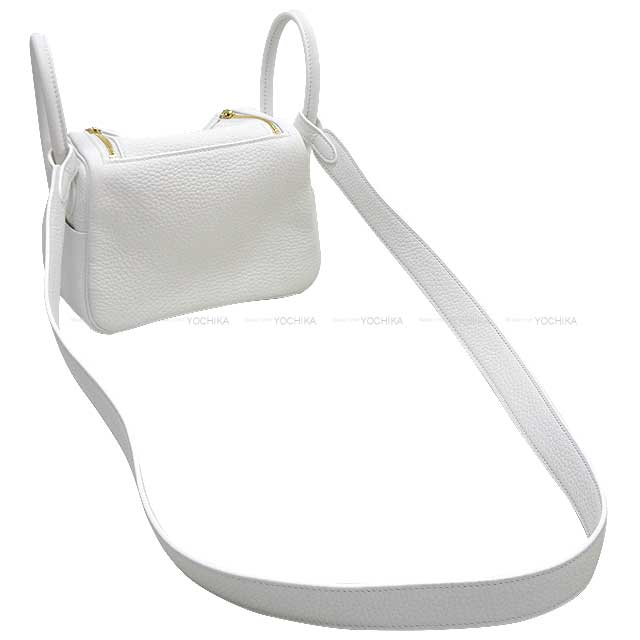 HERMES Shoulder bag Lindy mini 20 New White Taurillon Leather Gold HW Stamp B[BRAND NEW][Authentic]