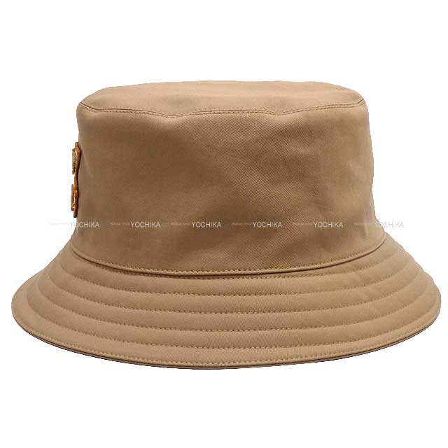 HERMES hat Bucket Hat Harpar H Sellier #59 Beige /Camel Cotton100%[EXCELLENT][Authentic]