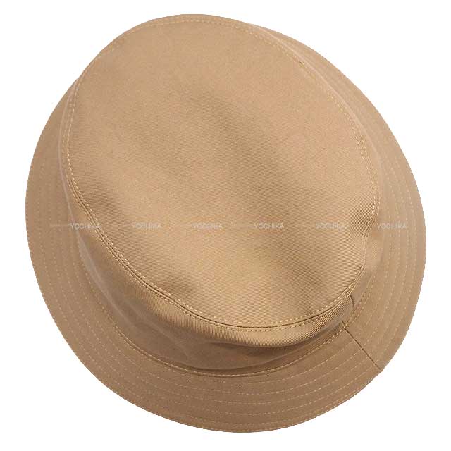 HERMES hat Bucket Hat Harpar H Sellier #59 Beige /Camel Cotton100%[EXCELLENT][Authentic]