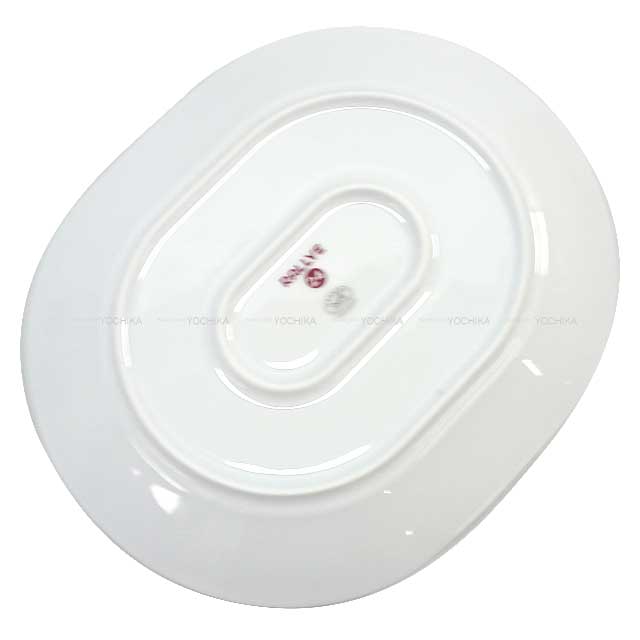 HERMES Plate Oval plate Deletion FALLYE24 Large30 2 plate Blanc (White)/Grey Porcelain[EXCELLENT][Authentic]