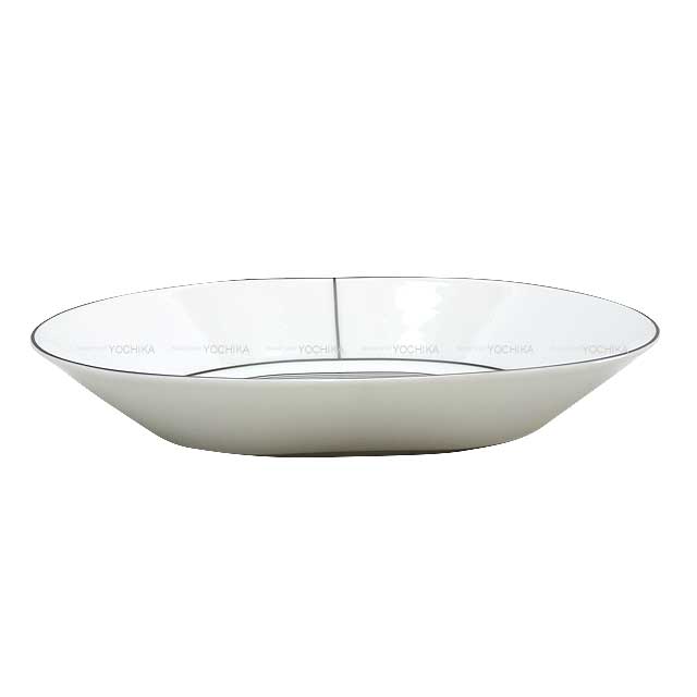 HERMES Plate Oval Plate Deletion FALLYE24 Medium 22 2 late Plate Blanc (White)/Grey Porcelain[EXCELLENT][Authentic]