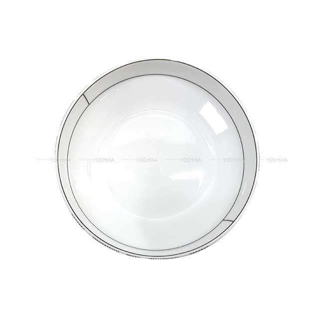 HERMES Plate Oval Plate Deletion Salad Bowl FALLYE24 13.5Cm Blanc (White)/Grey Porcelain[EXCELLENT][Authentic]