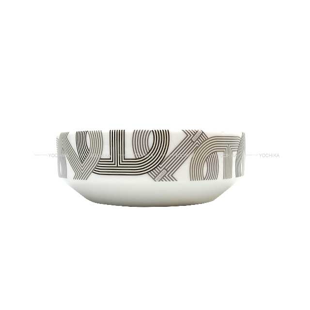 HERMES Plate Oval Plate Deletion Salad Bowl FALLYE24 13.5Cm Blanc (White)/Grey Porcelain[EXCELLENT][Authentic]