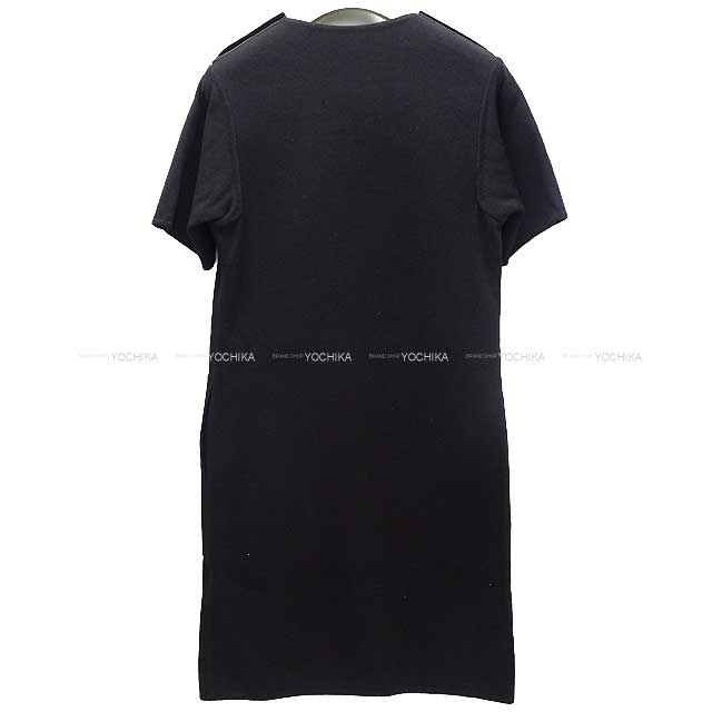 One‐piece dress With lady's short-sleeved dress Serie button  Noir (Black) Wool/Nyron/Sheep Leather Silver HW[EXCELLENT][Authentic]