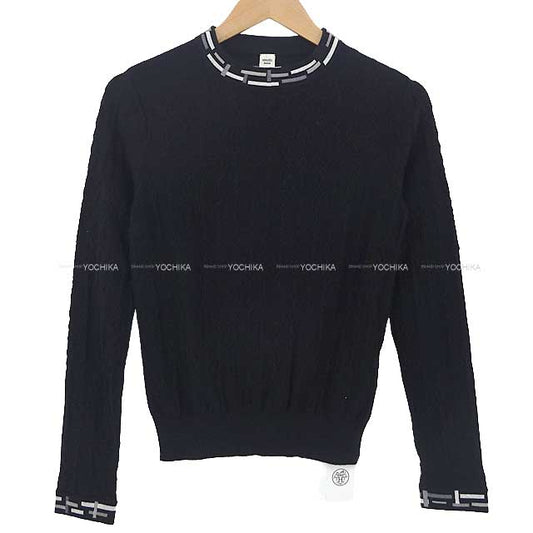 2023 fall and winter HERMES Knit  Do Re Boucles long sleeve Sweater #34 Noir (Black) Cashmere/Nyron/Polyurethane[BRAND NEW][Authentic]