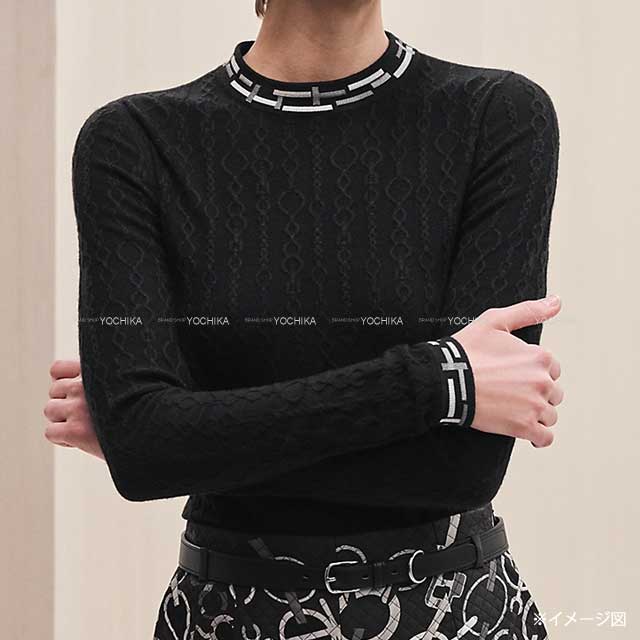 2023 fall and winter HERMES Knit  Do Re Boucles long sleeve Sweater #34 Noir (Black) Cashmere/Nyron/Polyurethane[BRAND NEW][Authentic]