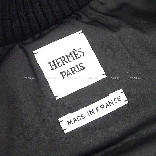 HERMES Down vest Quilting short length Sellier Clou de Selle #34 Noir (Black) Cashmere100% Silver HW[BRAND NEW][Authentic]