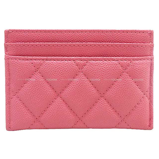 [Pre-loved] CHANEL card holder card case matelasse coco mark Pink Graind Calf(Caviarskin) Mat Gold HW AP3524[LIKE NEW][Authentic]