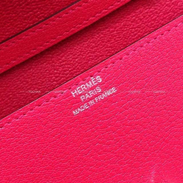 HERMES Bi-fold wallet Chaine D'ancre Compact Shoulder bag Rose Extreme Chevre Myzore Silver HW Stamp B[BRAND NEW][Authentic]