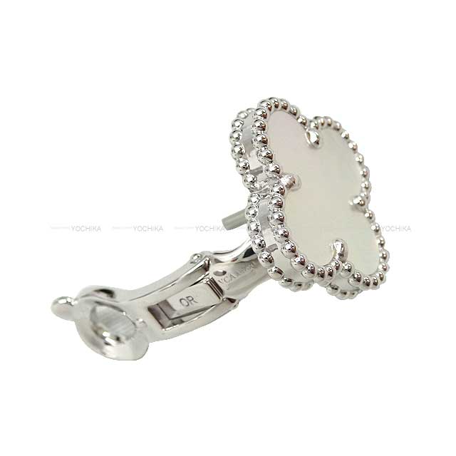 Van Cleef & Arpels pierced earring Vintage Alhambra Earring K18WG/Mother of Pearl Silver HW VCARF48600[BRAND NEW][Authentic]