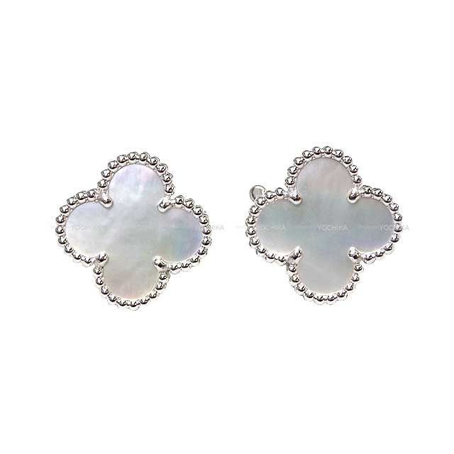 Van Cleef & Arpels pierced earring Vintage Alhambra Earring K18WG/Mother of Pearl Silver HW VCARF48600[BRAND NEW][Authentic]