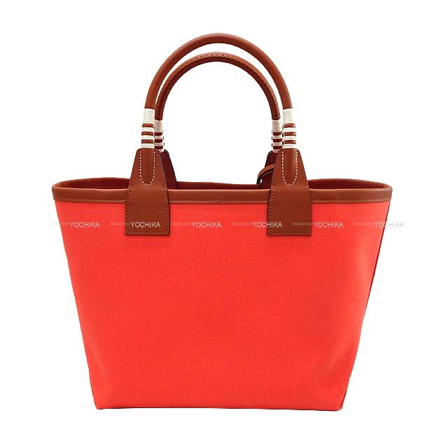 HERMES Handbag Steeple 25 Rose Texese/Cuivre Toile Militaire/Veau Swift Silver HW Stamp B[BRAND NEW][Authentic]