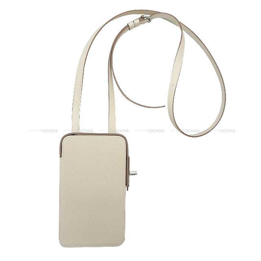 HERMES Carrying case Smartphone case HacaBox with shoulder strap Craie Veau Epsom Silver HW Stamp B[BRAND NEW][Authentic]