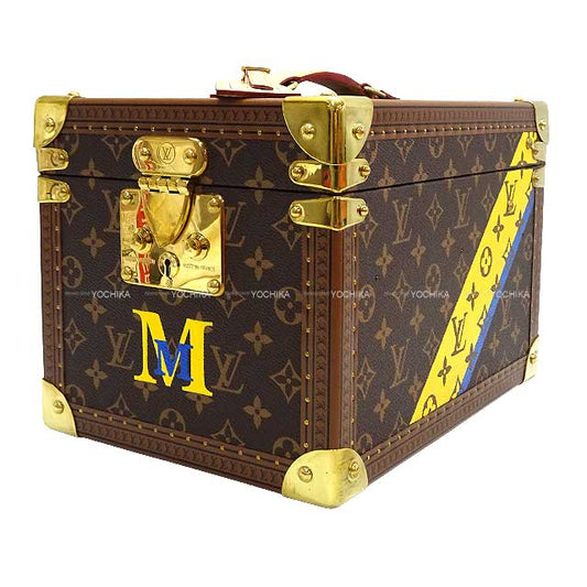 LOUIS VUITTON imported variety goods Boite Franco Trunk Type Cosmetic Box Special Order with Initials Monogram Canvas Antique Gold HW M21828[ALMOST NEW][Authentic]