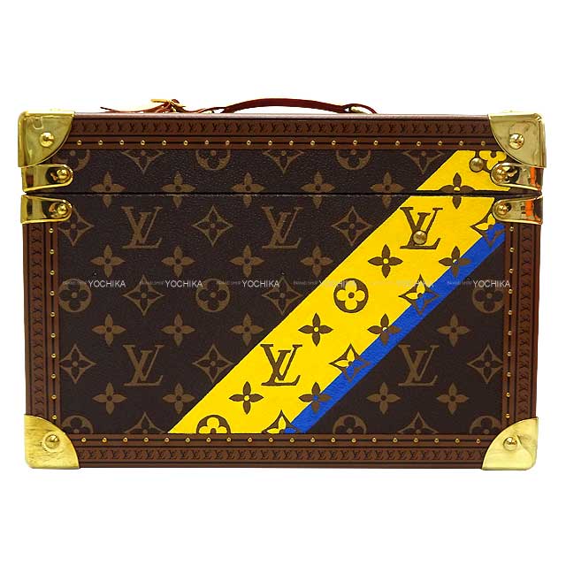 LOUIS VUITTON imported variety goods Boite Franco Trunk Type Cosmetic Box Special Order with Initials Monogram Canvas Antique Gold HW M21828[ALMOST NEW][Authentic]