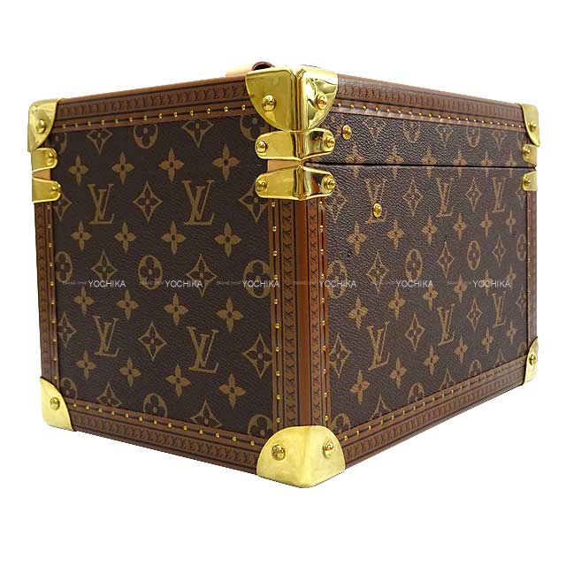 LOUIS VUITTON imported variety goods Boite Franco Trunk Type Cosmetic Box Special Order with Initials Monogram Canvas Antique Gold HW M21828[ALMOST NEW][Authentic]