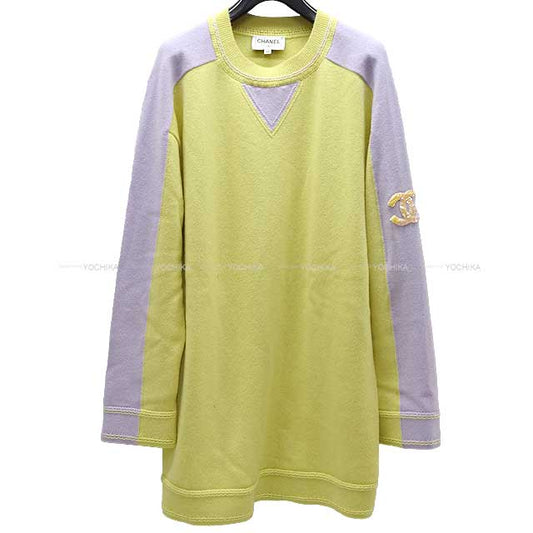 2024 Cruise NEW CHANEL One‐piece dress Sequins COCO Mark Long Sleeve Dress #34 Yellow/Purple P76434[BRAND NEW][Authentic]