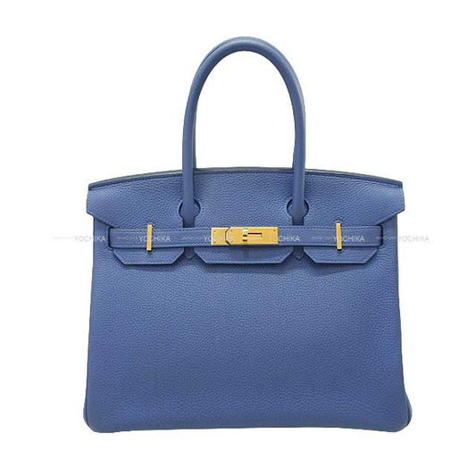 [Pre-loved] HERMES Handbag Birkin30 Bleu Brighton Veau Jonathan Gold HW Stamp C[LIKE NEW][Authentic]