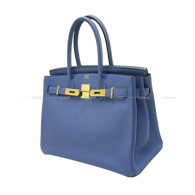 [Pre-loved] HERMES Handbag Birkin30 Bleu Brighton Veau Jonathan Gold HW Stamp C[LIKE NEW][Authentic]