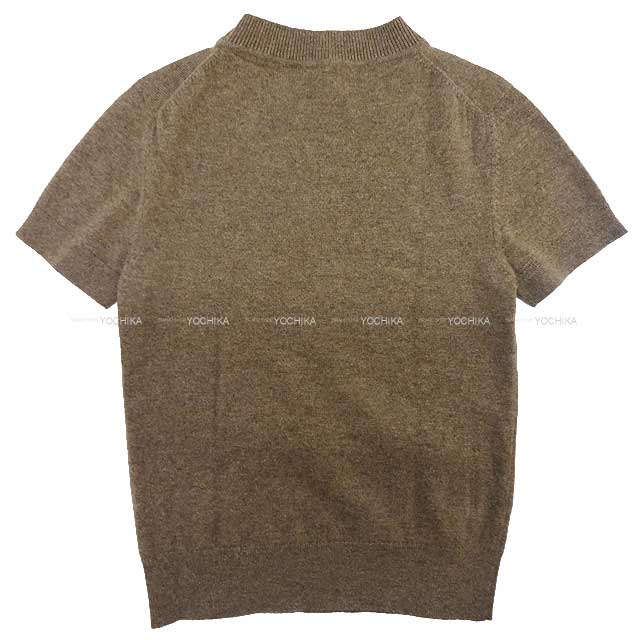 2022 AW HERMES Knit Sweater H lift Short Sleeves #34 Brown Cashmere100%[EXCELLENT][Authentic]